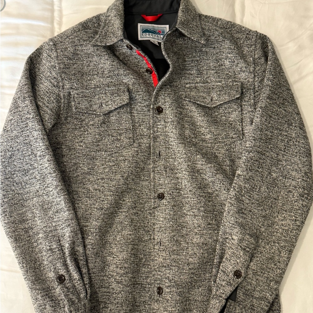 Men's Gray Button-Up Shirt Jacket